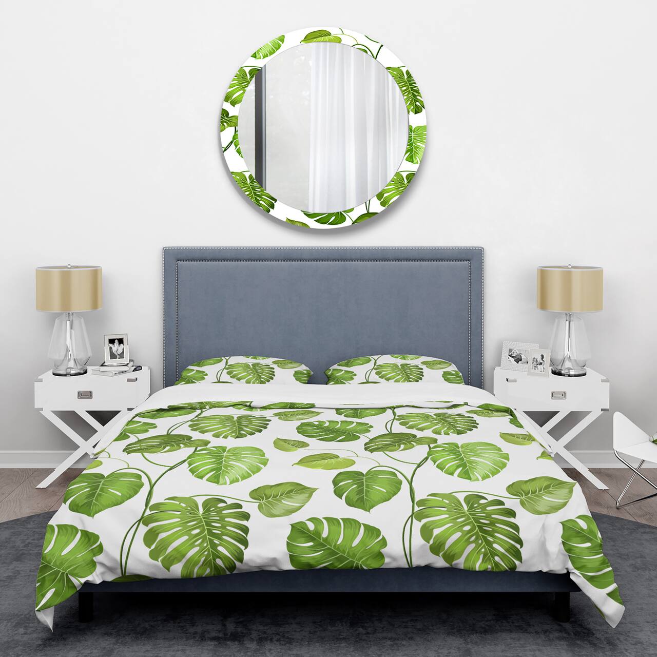 Designart 'Tropical Palm Leaves II' Mid-Century Duvet Cover Set